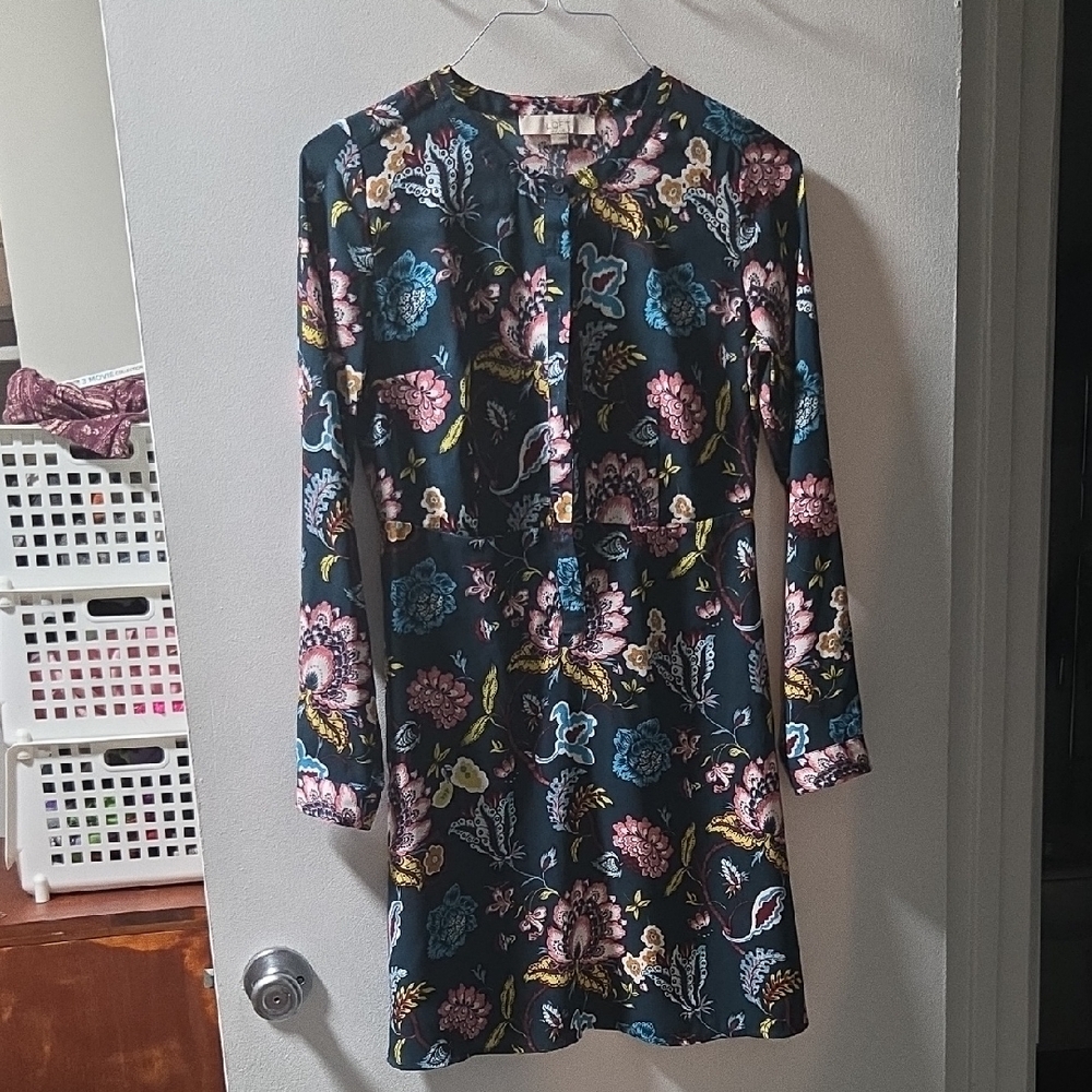 LOFT Multicolor Floral Long Sleeve Dress